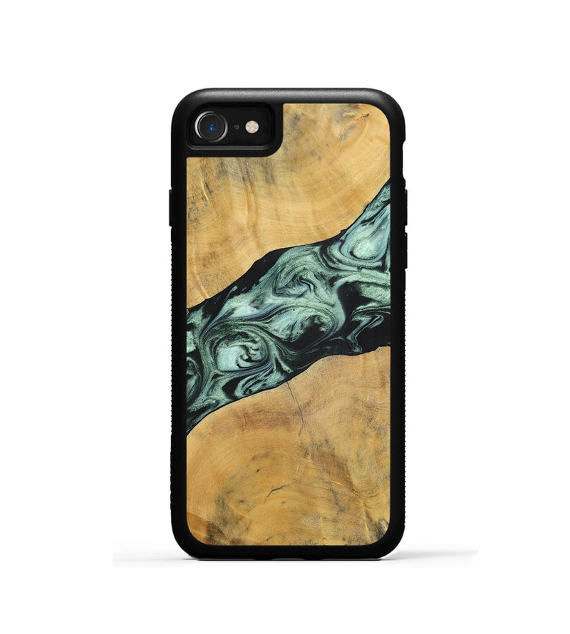 iPhone SE Wood+Resin Phone Case - Deloris (Green, 696685)