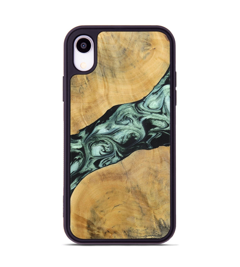 iPhone Xr Wood+Resin Phone Case - Deloris (Green, 696685)
