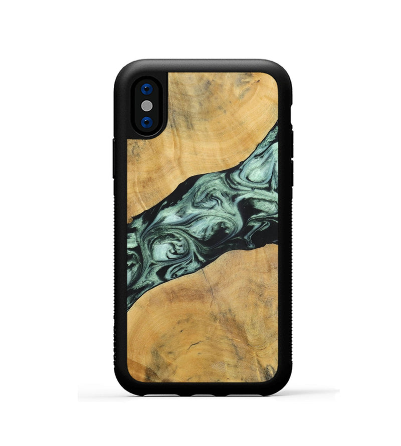 iPhone Xs Wood+Resin Phone Case - Deloris (Green, 696685)
