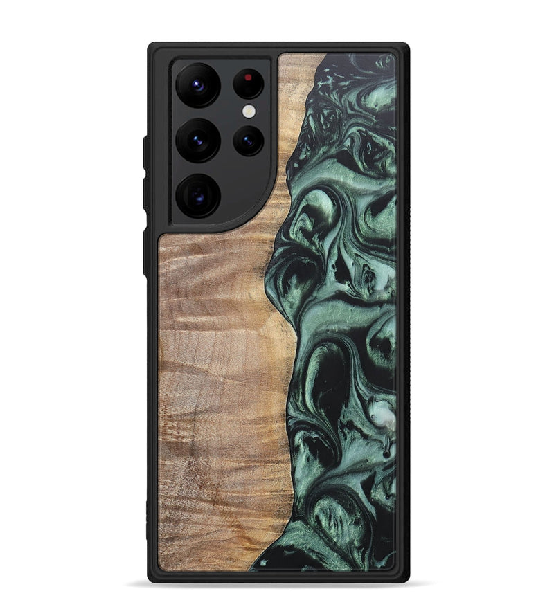 Galaxy S22 Ultra Wood+Resin Phone Case - Jameson (Green, 696688)