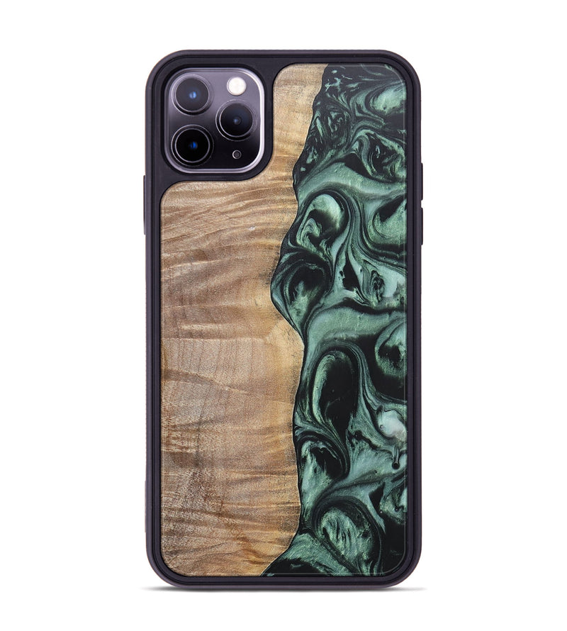 iPhone 11 Pro Max Wood+Resin Phone Case - Jameson (Green, 696688)