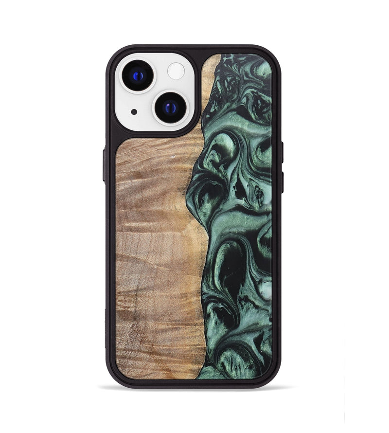 iPhone 13 Wood+Resin Phone Case - Jameson (Green, 696688)