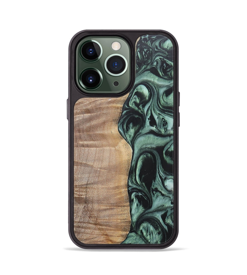 iPhone 13 Pro Wood+Resin Phone Case - Jameson (Green, 696688)