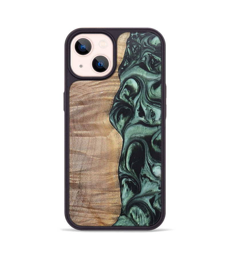 iPhone 14 Wood+Resin Phone Case - Jameson (Green, 696688)