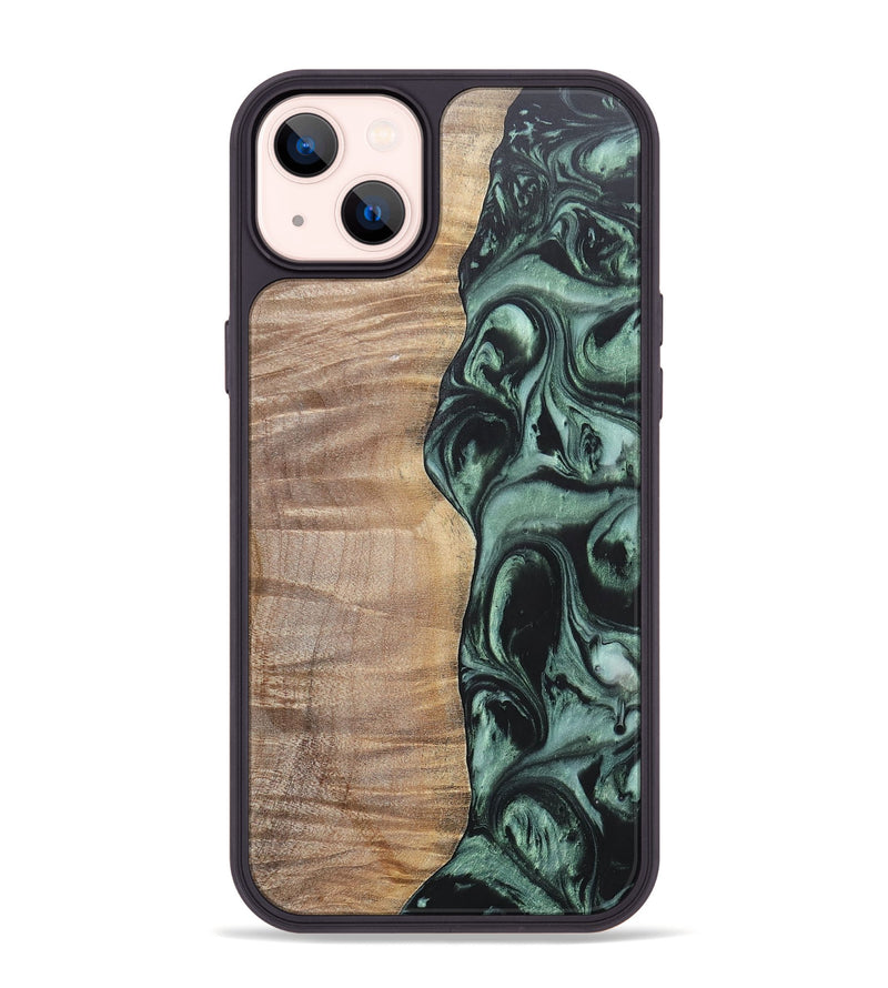 iPhone 14 Plus Wood+Resin Phone Case - Jameson (Green, 696688)