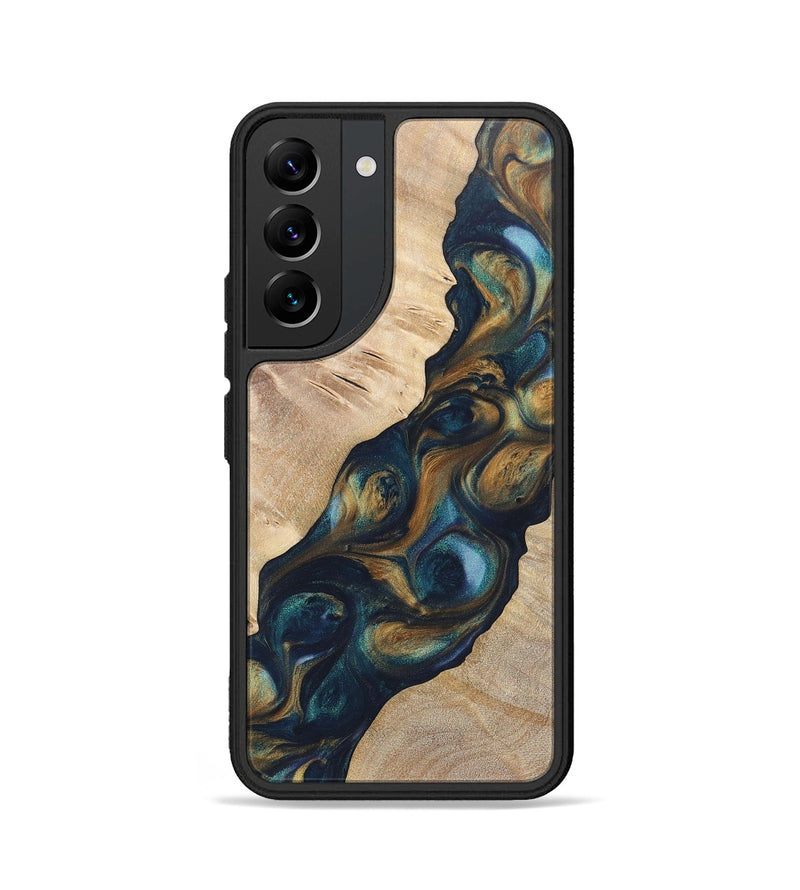 Galaxy S22 Wood+Resin Phone Case - Lia (Teal & Gold, 696741)