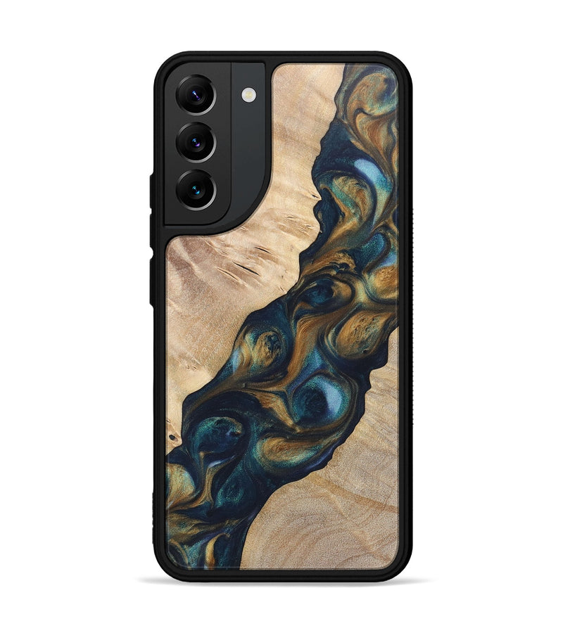 Galaxy S22 Plus Wood+Resin Phone Case - Lia (Teal & Gold, 696741)