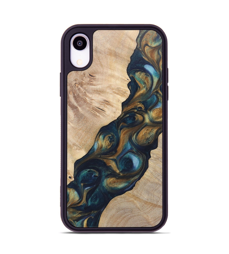 iPhone Xr Wood+Resin Phone Case - Lia (Teal & Gold, 696741)