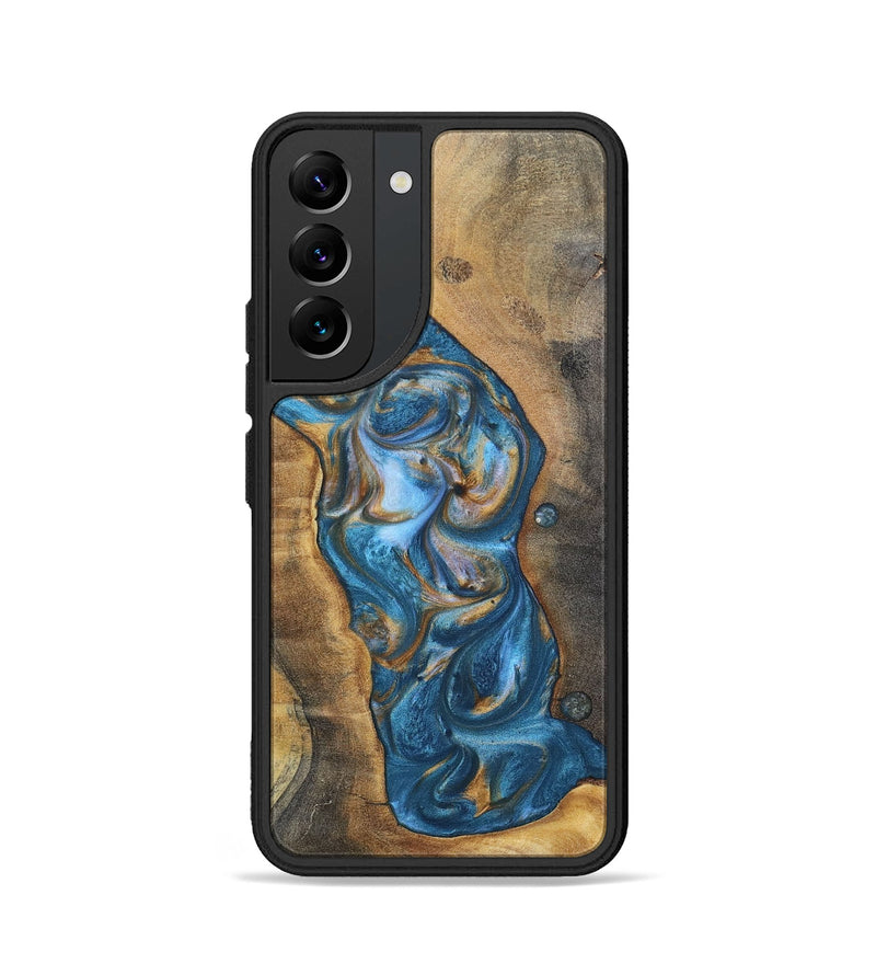 Galaxy S22 Wood+Resin Phone Case - Riley (Teal & Gold, 696742)