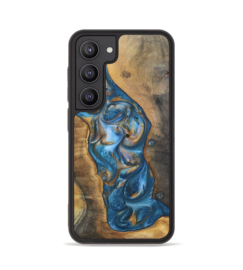 Galaxy S23 Wood+Resin Phone Case - Riley (Teal & Gold, 696742)