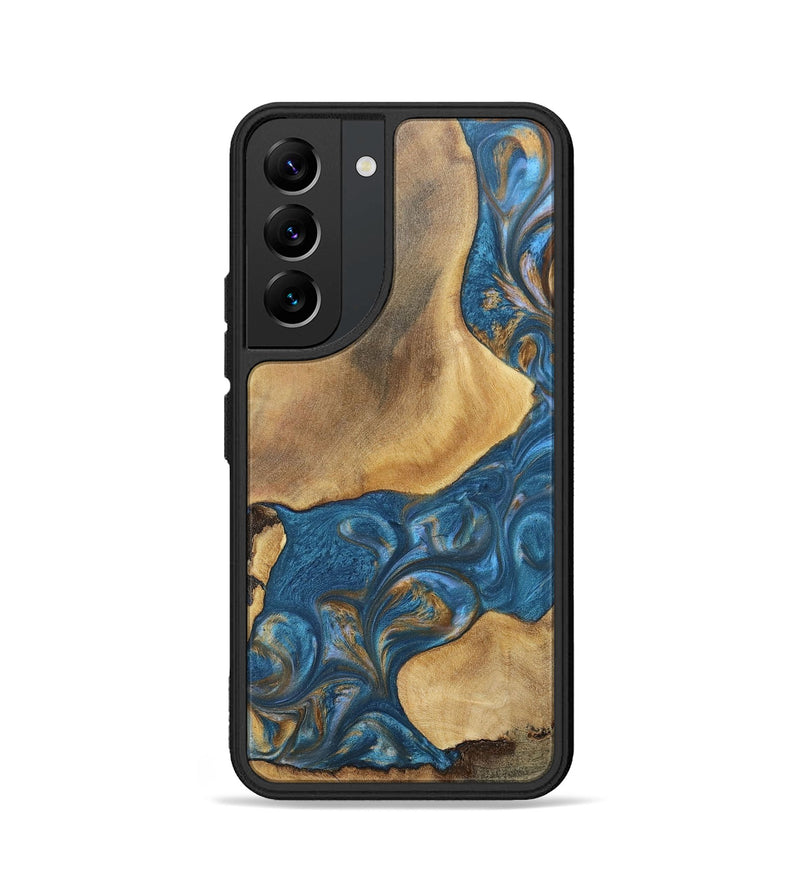 Galaxy S22 Wood+Resin Phone Case - Kinsley (Teal & Gold, 696746)