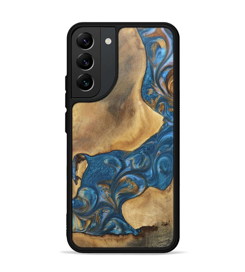 Galaxy S22 Plus Wood+Resin Phone Case - Kinsley (Teal & Gold, 696746)