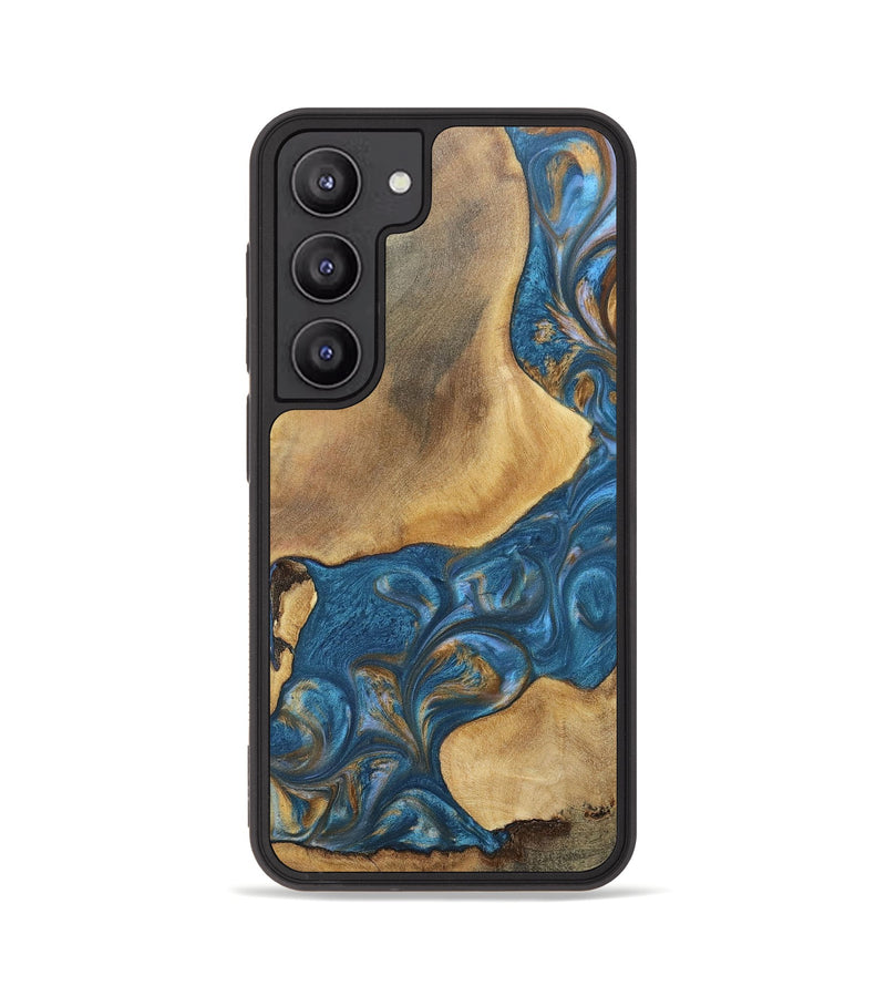 Galaxy S23 Wood+Resin Phone Case - Kinsley (Teal & Gold, 696746)