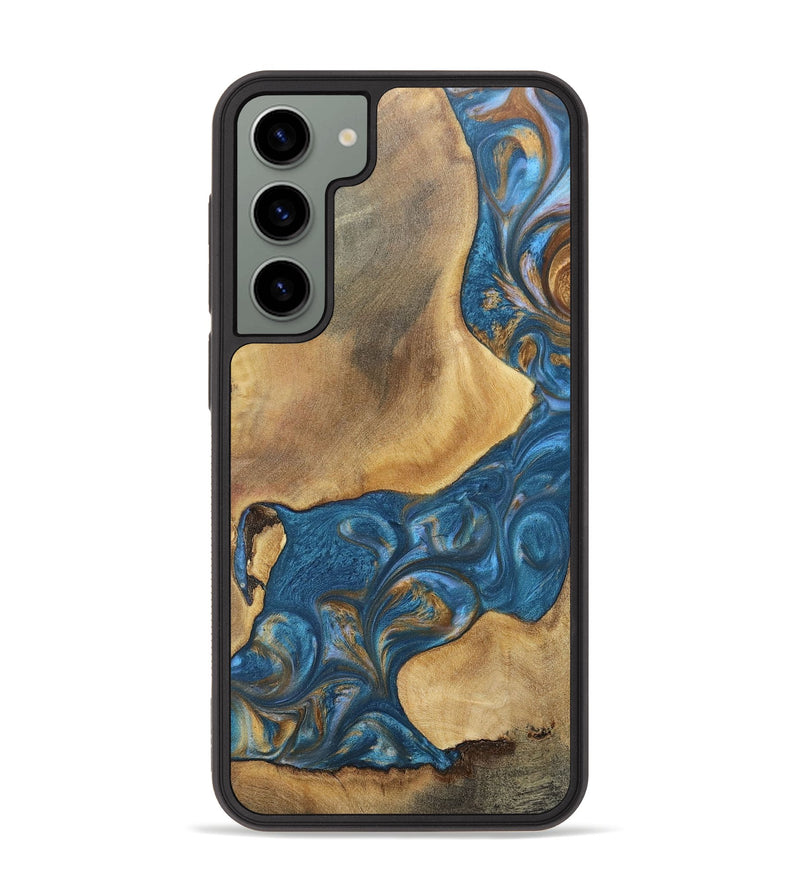 Galaxy S23 Plus Wood+Resin Phone Case - Kinsley (Teal & Gold, 696746)