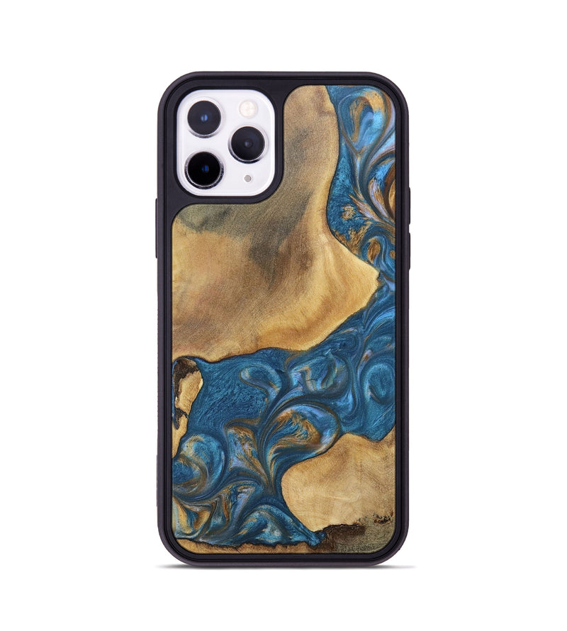 iPhone 11 Pro Wood+Resin Phone Case - Kinsley (Teal & Gold, 696746)