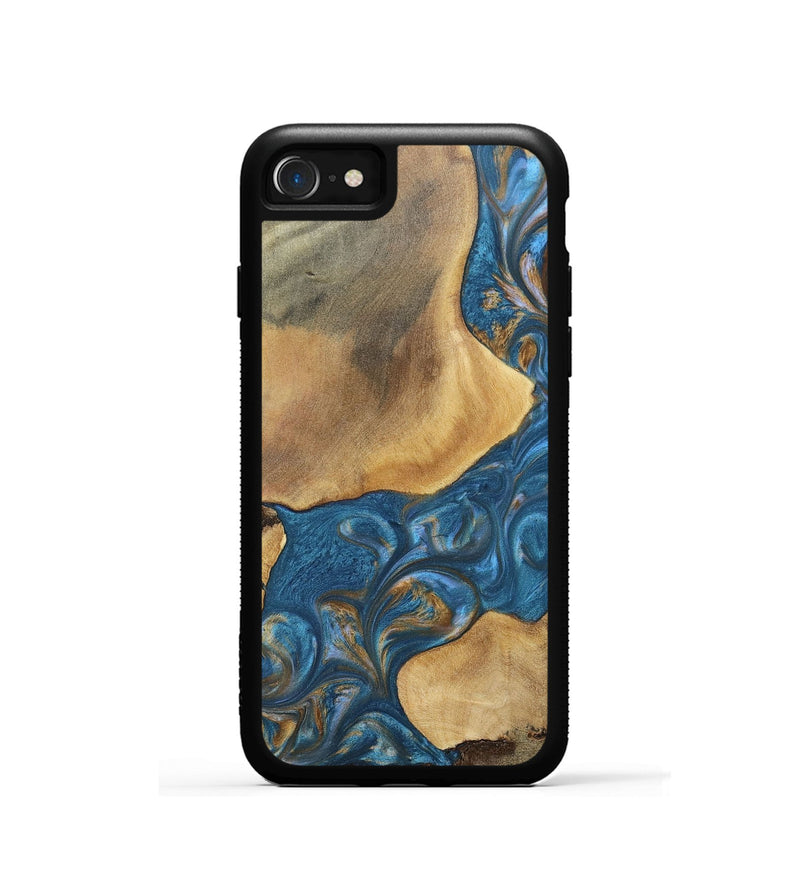 iPhone SE Wood+Resin Phone Case - Kinsley (Teal & Gold, 696746)