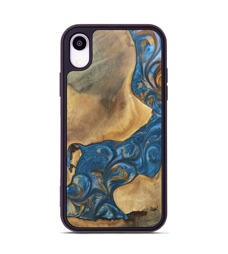 iPhone Xr Wood+Resin Phone Case - Kinsley (Teal & Gold, 696746)