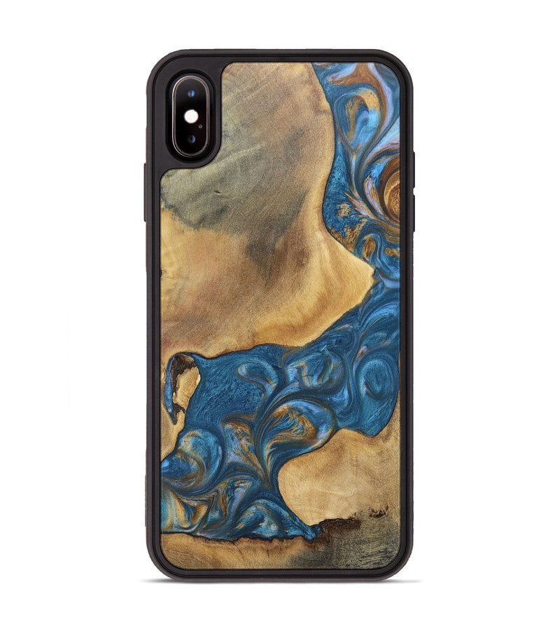 iPhone Xs Max Wood+Resin Phone Case - Kinsley (Teal & Gold, 696746)