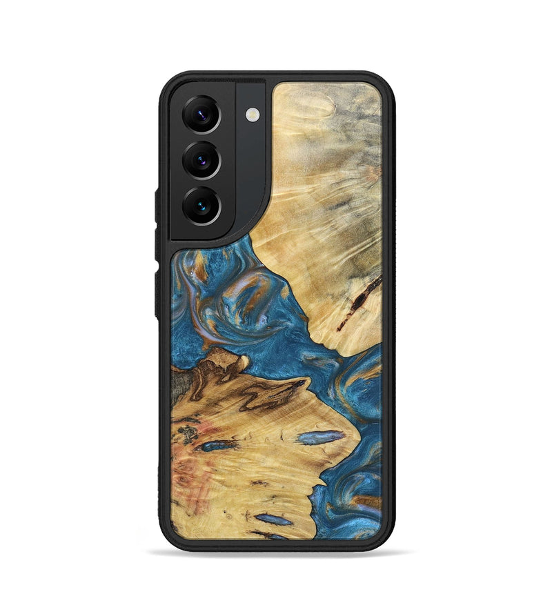 Galaxy S22 Wood+Resin Phone Case - Kinsley (Teal & Gold, 696752)
