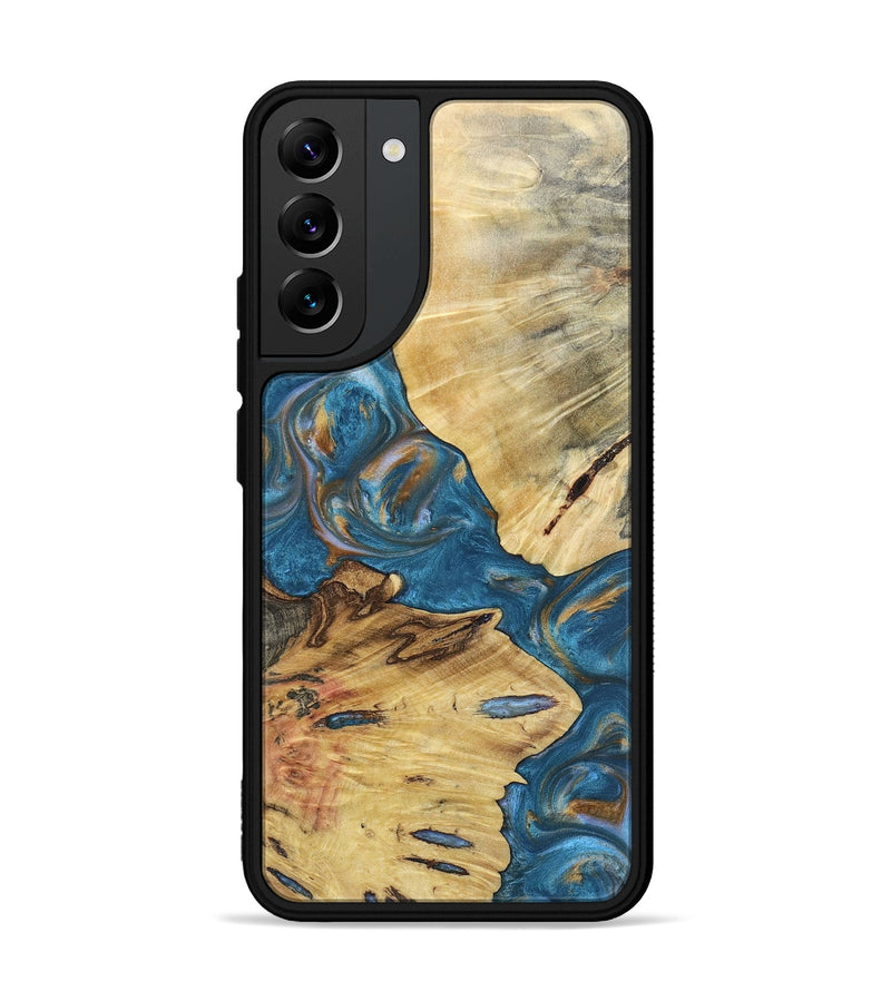 Galaxy S22 Plus Wood+Resin Phone Case - Kinsley (Teal & Gold, 696752)