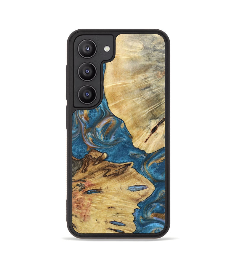 Galaxy S23 Wood+Resin Phone Case - Kinsley (Teal & Gold, 696752)