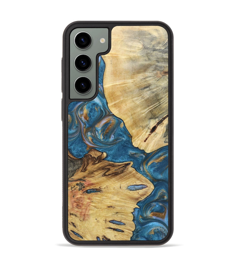 Galaxy S23 Plus Wood+Resin Phone Case - Kinsley (Teal & Gold, 696752)