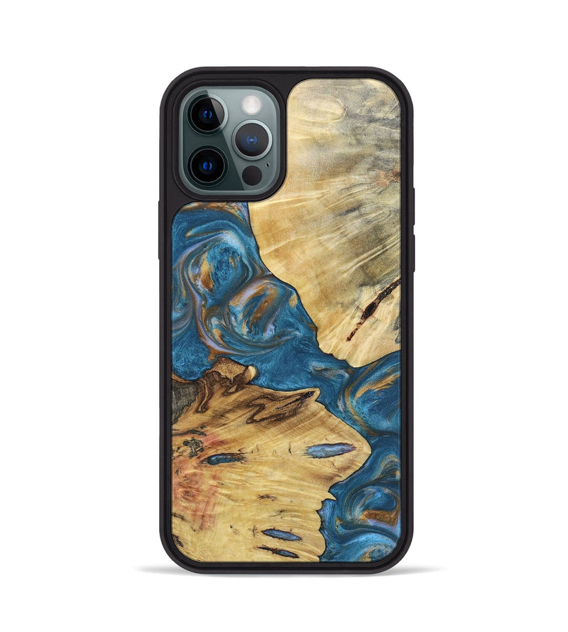 iPhone 12 Pro Wood+Resin Phone Case - Kinsley (Teal & Gold, 696752)