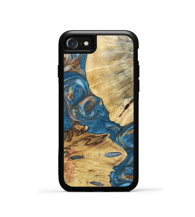 iPhone SE Wood+Resin Phone Case - Kinsley (Teal & Gold, 696752)