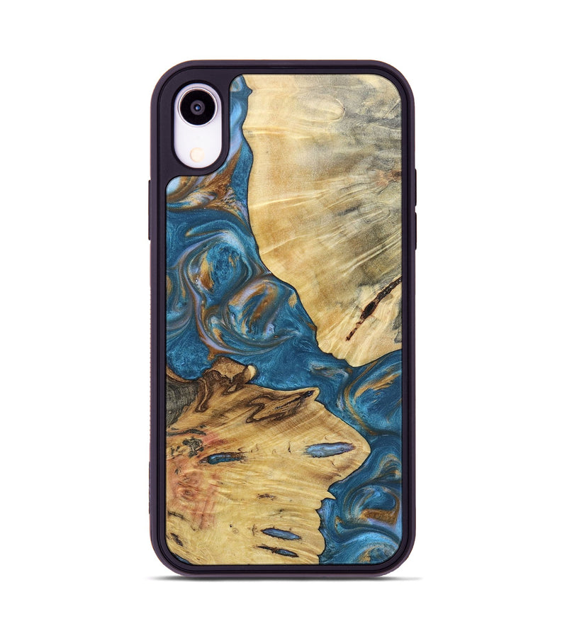 iPhone Xr Wood+Resin Phone Case - Kinsley (Teal & Gold, 696752)