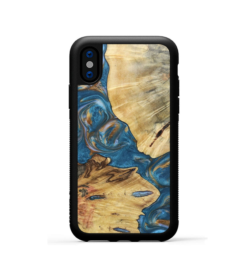 iPhone Xs Wood+Resin Phone Case - Kinsley (Teal & Gold, 696752)