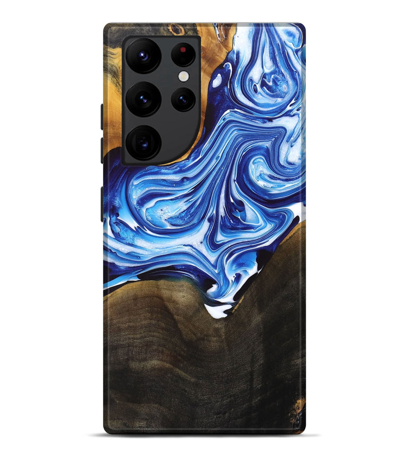 Galaxy S22 Ultra Wood+Resin Live Edge Phone Case - Adalyn (Blue, 696779)