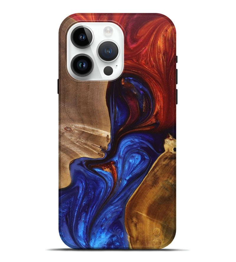 iPhone 15 Pro Max Wood+Resin Live Edge Phone Case - Shari (Fire & Ice, 696800)