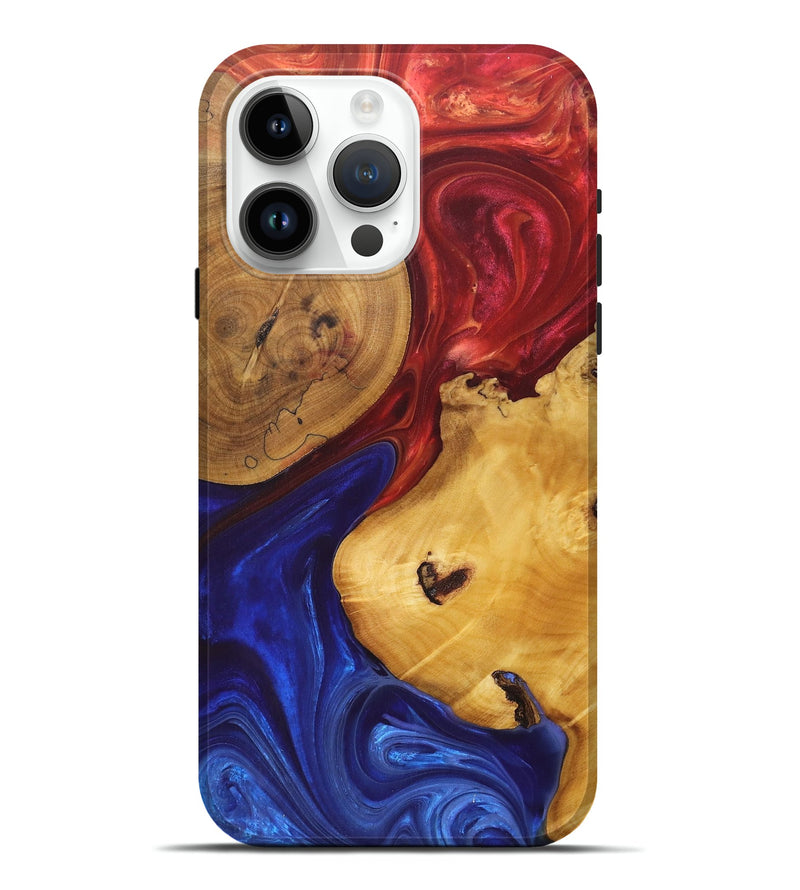 iPhone 15 Pro Max Wood+Resin Live Edge Phone Case - Kenzie (Fire & Ice, 696801)