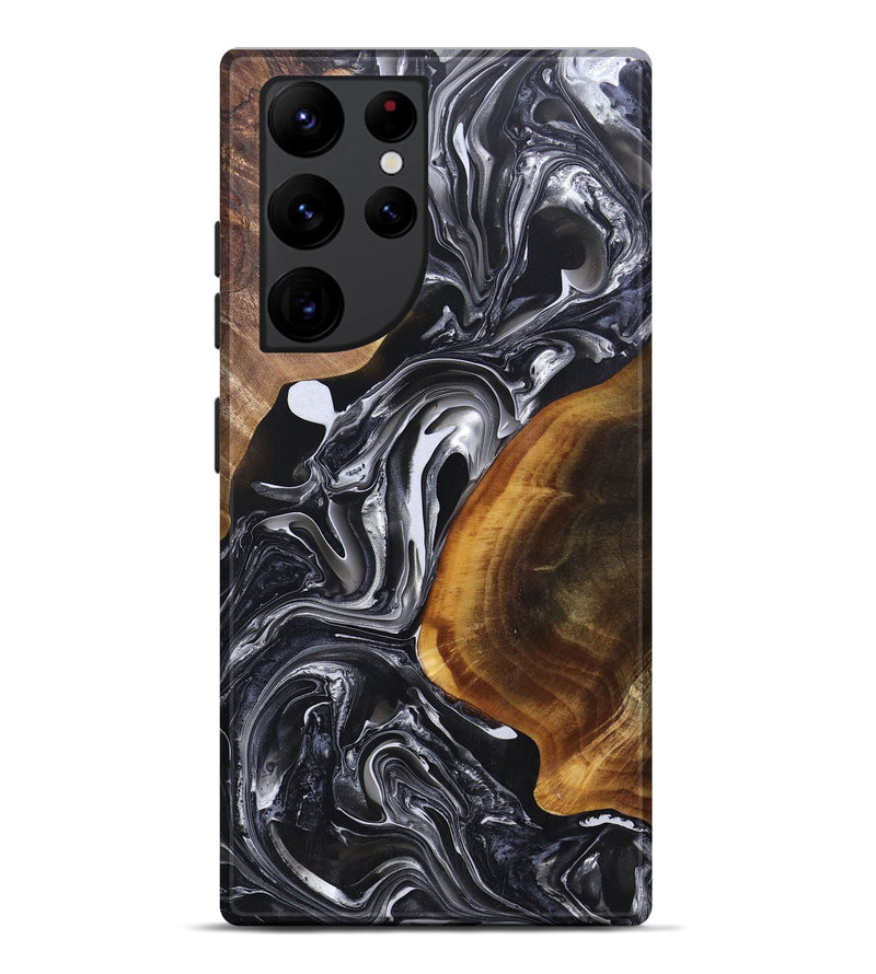 Galaxy S22 Ultra Wood+Resin Live Edge Phone Case - Bobbie (Black & White, 696803)