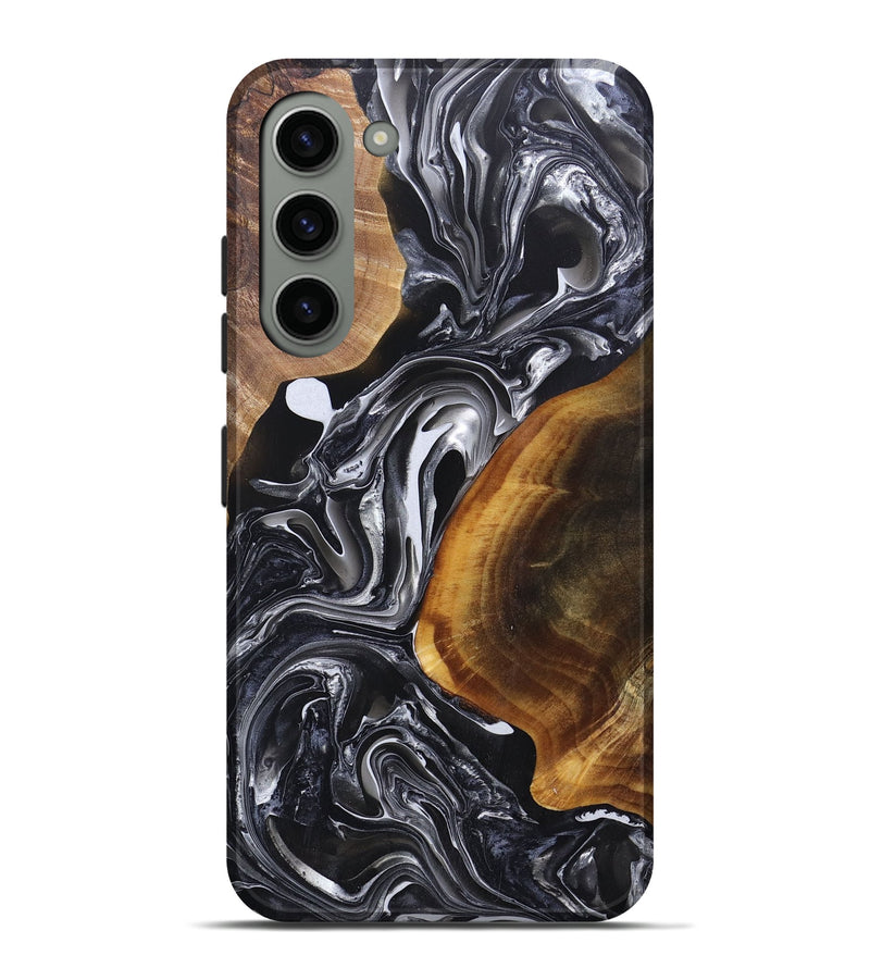 Galaxy S23 Plus Wood+Resin Live Edge Phone Case - Bobbie (Black & White, 696803)