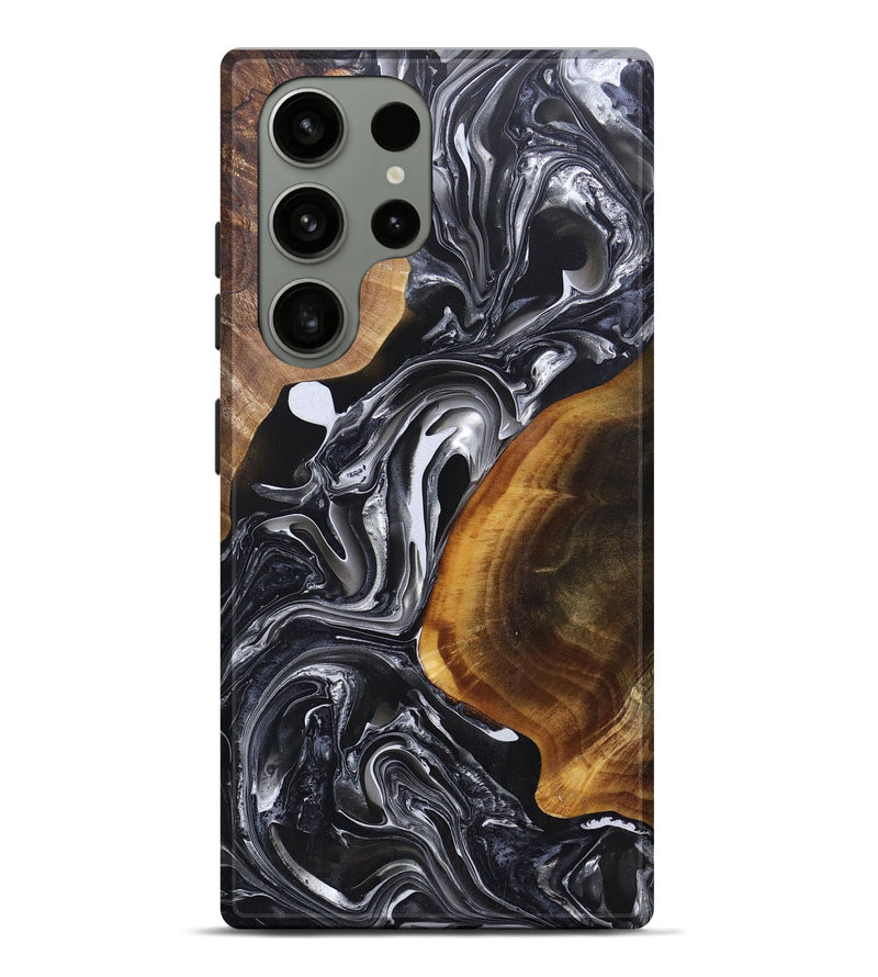 Galaxy S23 Ultra Wood+Resin Live Edge Phone Case - Bobbie (Black & White, 696803)
