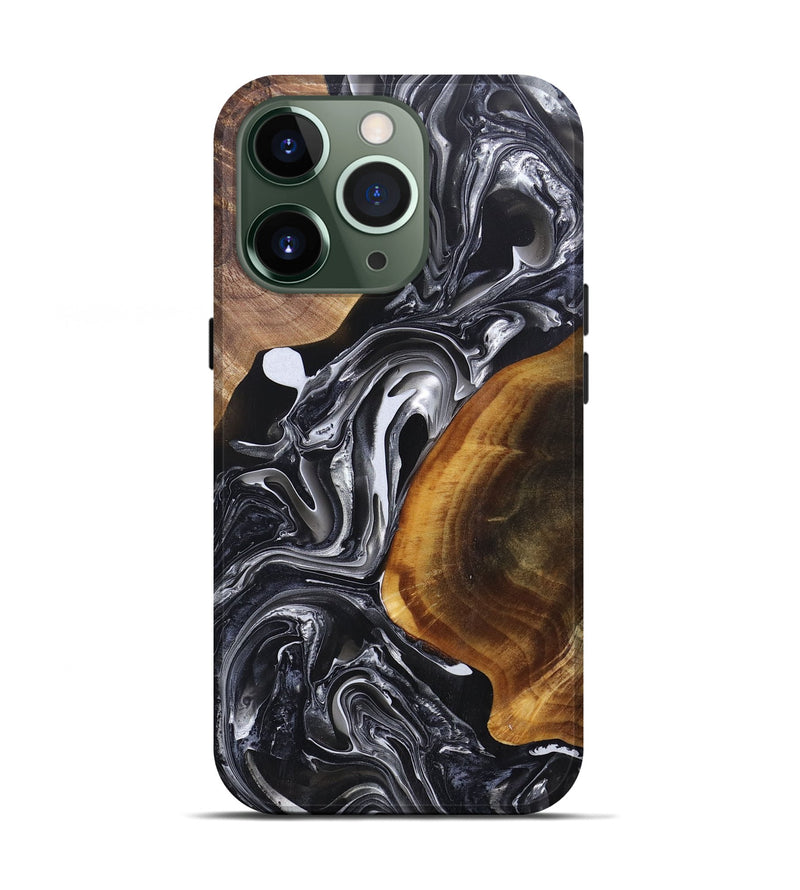 iPhone 13 Pro Wood+Resin Live Edge Phone Case - Bobbie (Black & White, 696803)