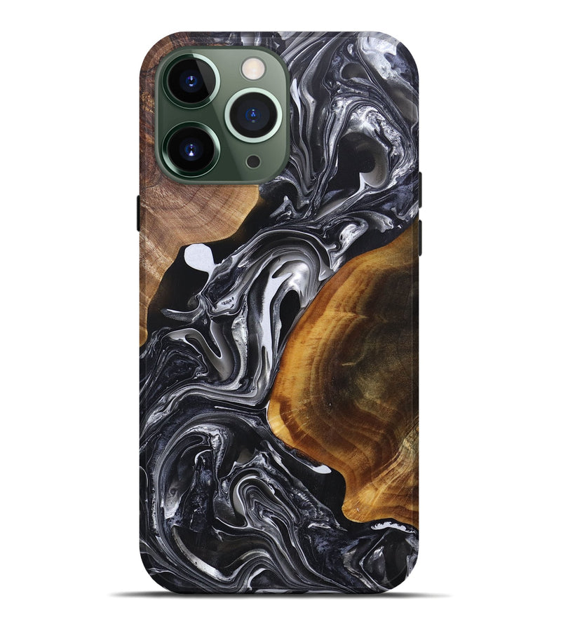 iPhone 13 Pro Max Wood+Resin Live Edge Phone Case - Bobbie (Black & White, 696803)