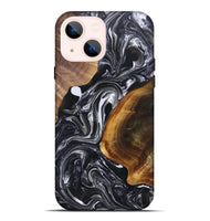 iPhone 14 Plus Wood+Resin Live Edge Phone Case - Bobbie (Black & White, 696803)