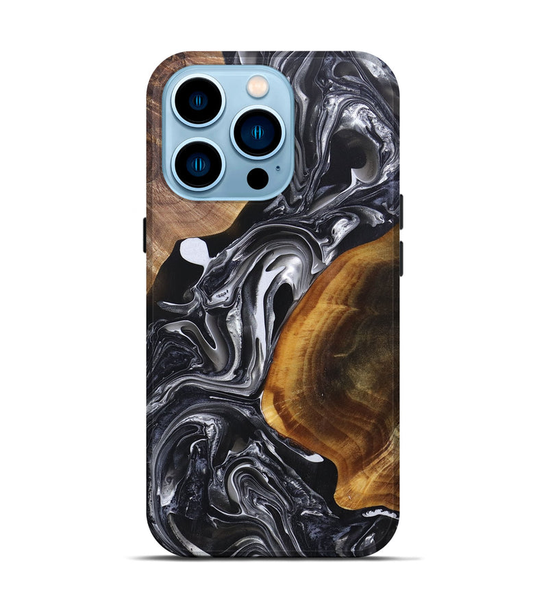 iPhone 14 Pro Wood+Resin Live Edge Phone Case - Bobbie (Black & White, 696803)