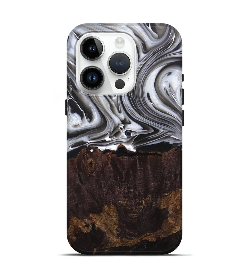 iPhone 15 Pro Wood+Resin Live Edge Phone Case - Marcos (Black & White, 696807)