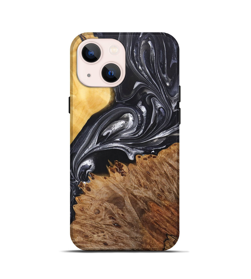 iPhone 13 mini Wood+Resin Live Edge Phone Case - Julissa (Black & White, 696808)
