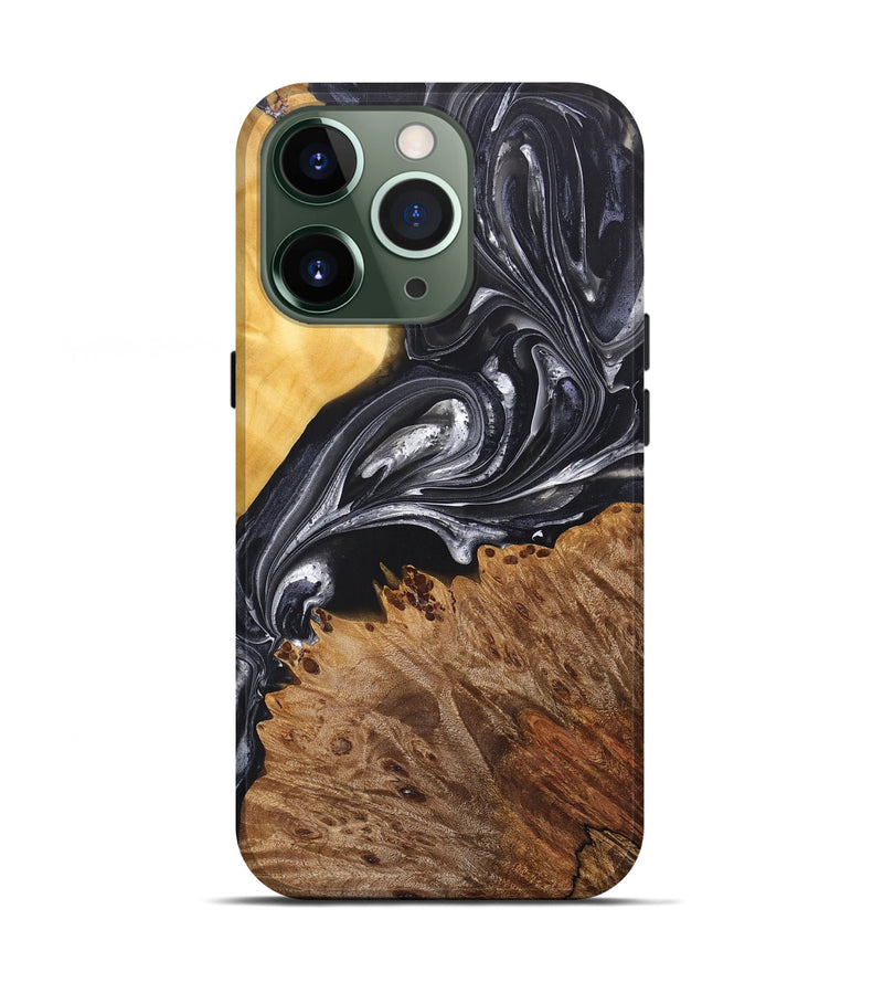 iPhone 13 Pro Wood+Resin Live Edge Phone Case - Julissa (Black & White, 696808)