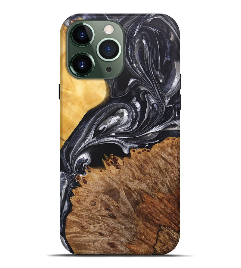 iPhone 13 Pro Max Wood+Resin Live Edge Phone Case - Julissa (Black & White, 696808)