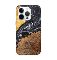 iPhone 15 Pro Wood+Resin Live Edge Phone Case - Julissa (Black & White, 696808)