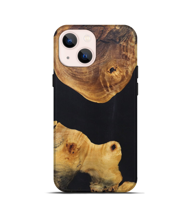 iPhone 13 mini Wood+Resin Live Edge Phone Case - Carlos (Pure Black, 696823)