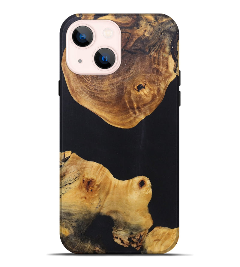 iPhone 14 Plus Wood+Resin Live Edge Phone Case - Carlos (Pure Black, 696823)