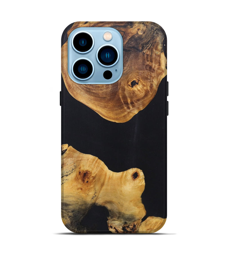 iPhone 14 Pro Wood+Resin Live Edge Phone Case - Carlos (Pure Black, 696823)