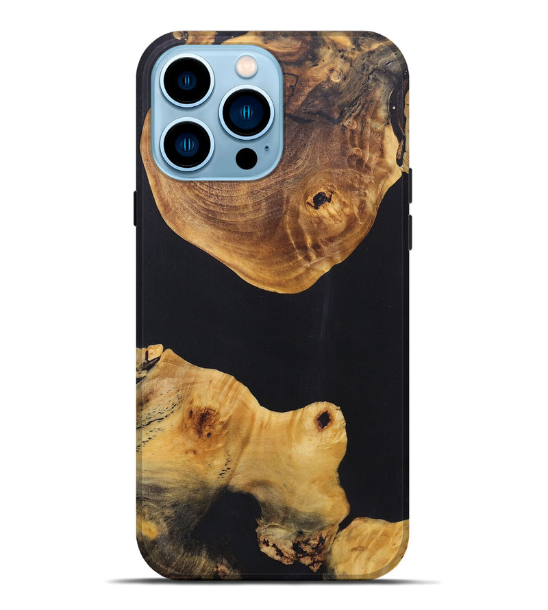 iPhone 14 Pro Max Wood+Resin Live Edge Phone Case - Carlos (Pure Black, 696823)