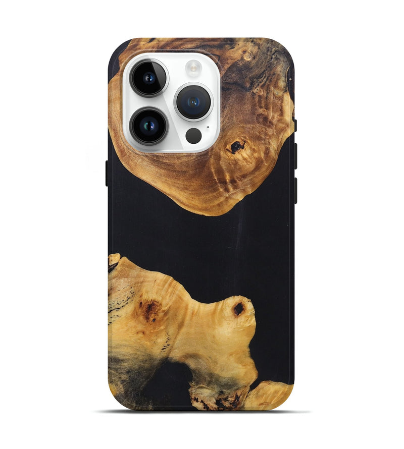 iPhone 15 Pro Wood+Resin Live Edge Phone Case - Carlos (Pure Black, 696823)